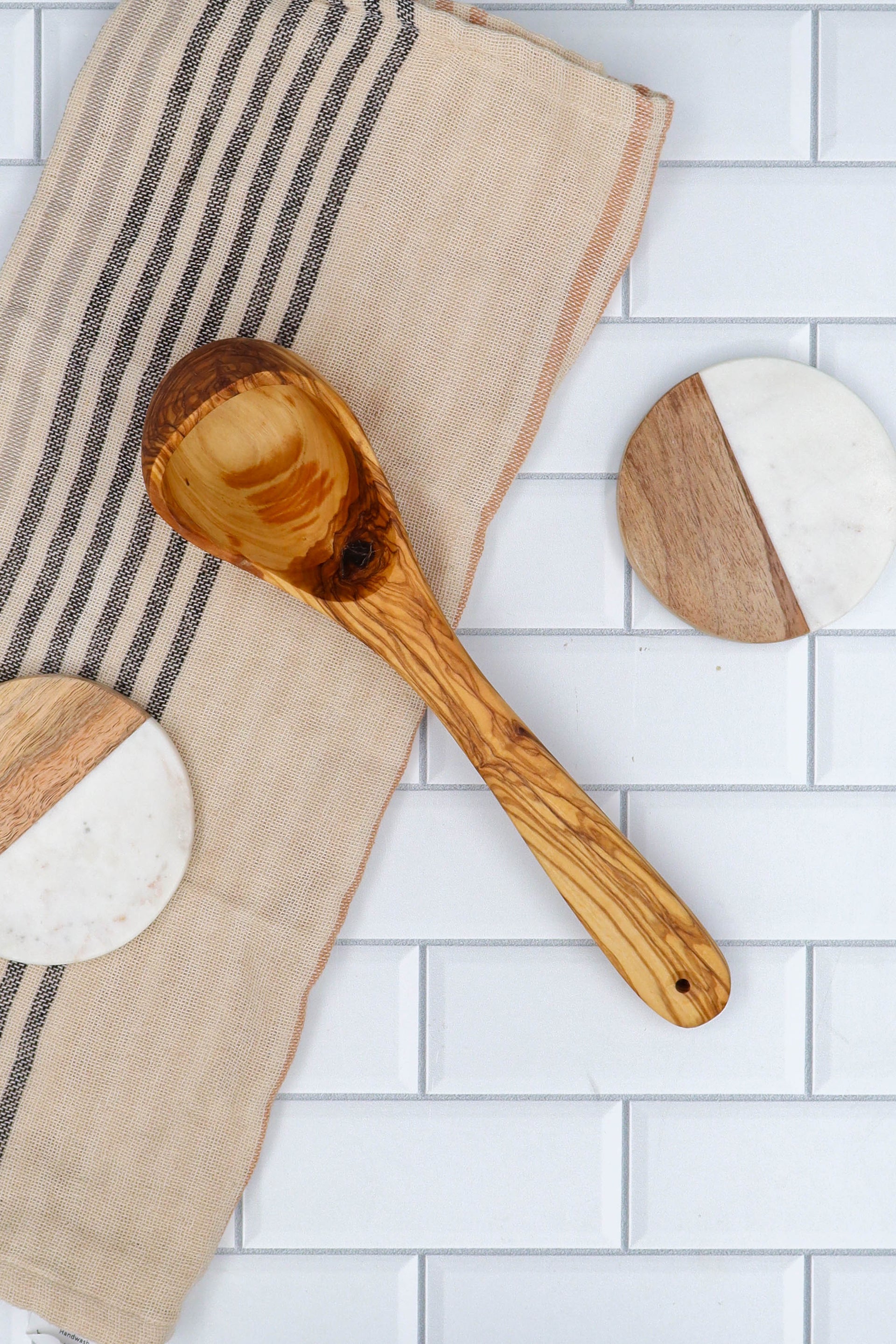 12" OLIVE WOOD LADLE