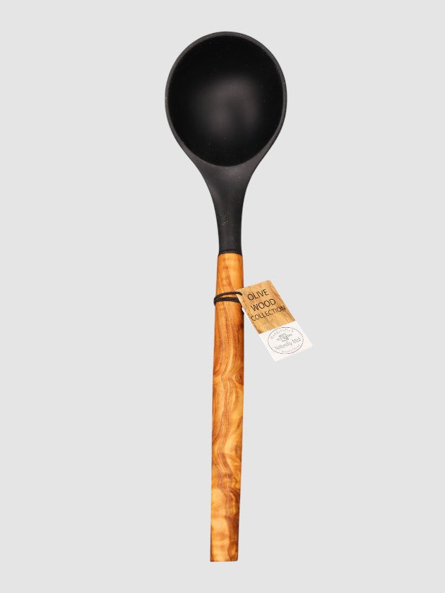 12" SILICONE LADLE WITH OLIVE WOOD HANDLE