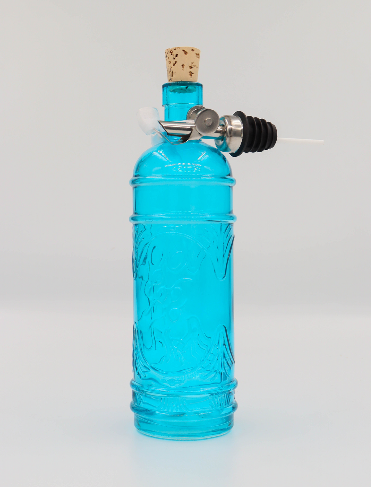 AQUA OLIVE LEAF GLASS BOTTLE