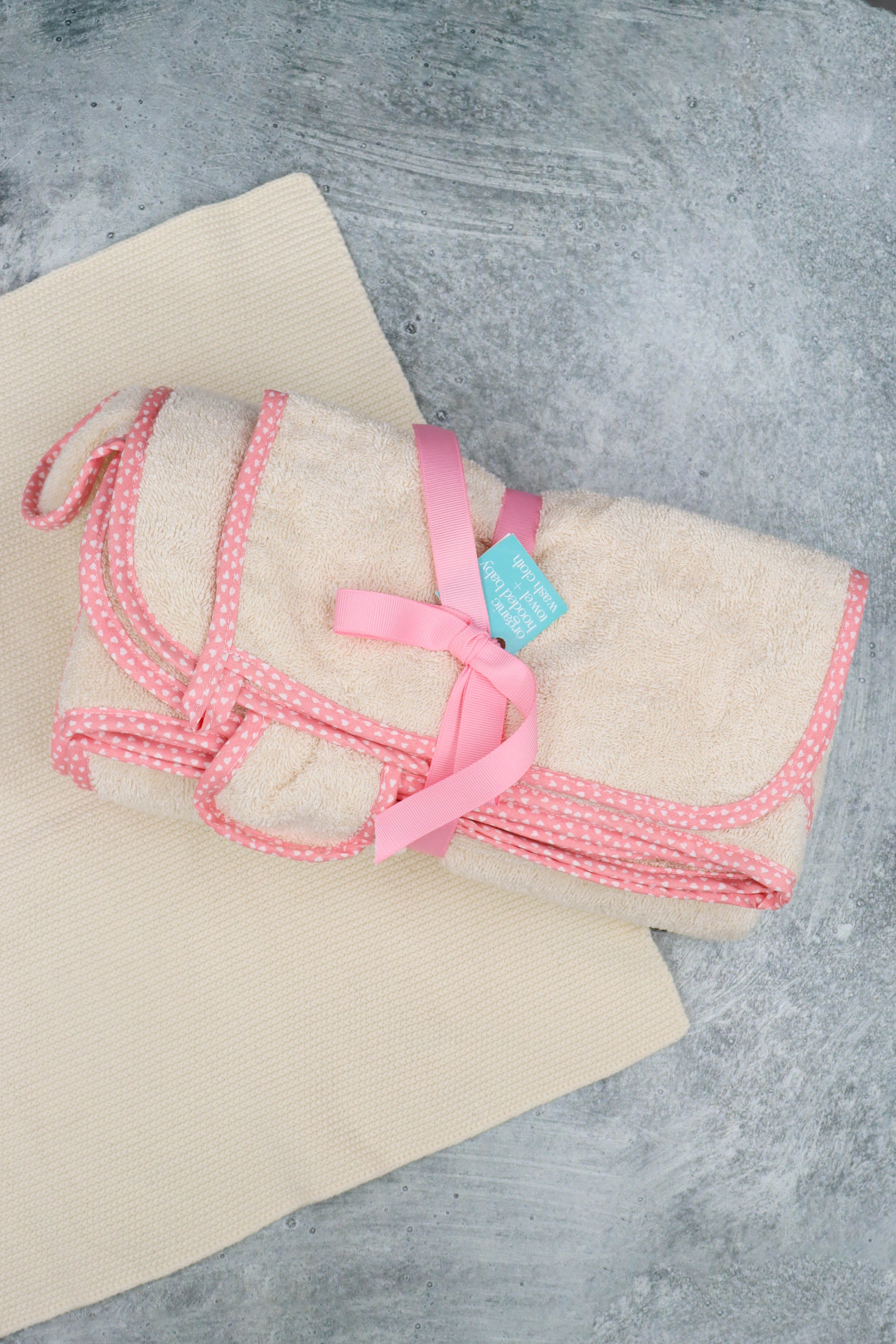 ORGANIC HOODED BABY TOWEL AND WASH CLOTH