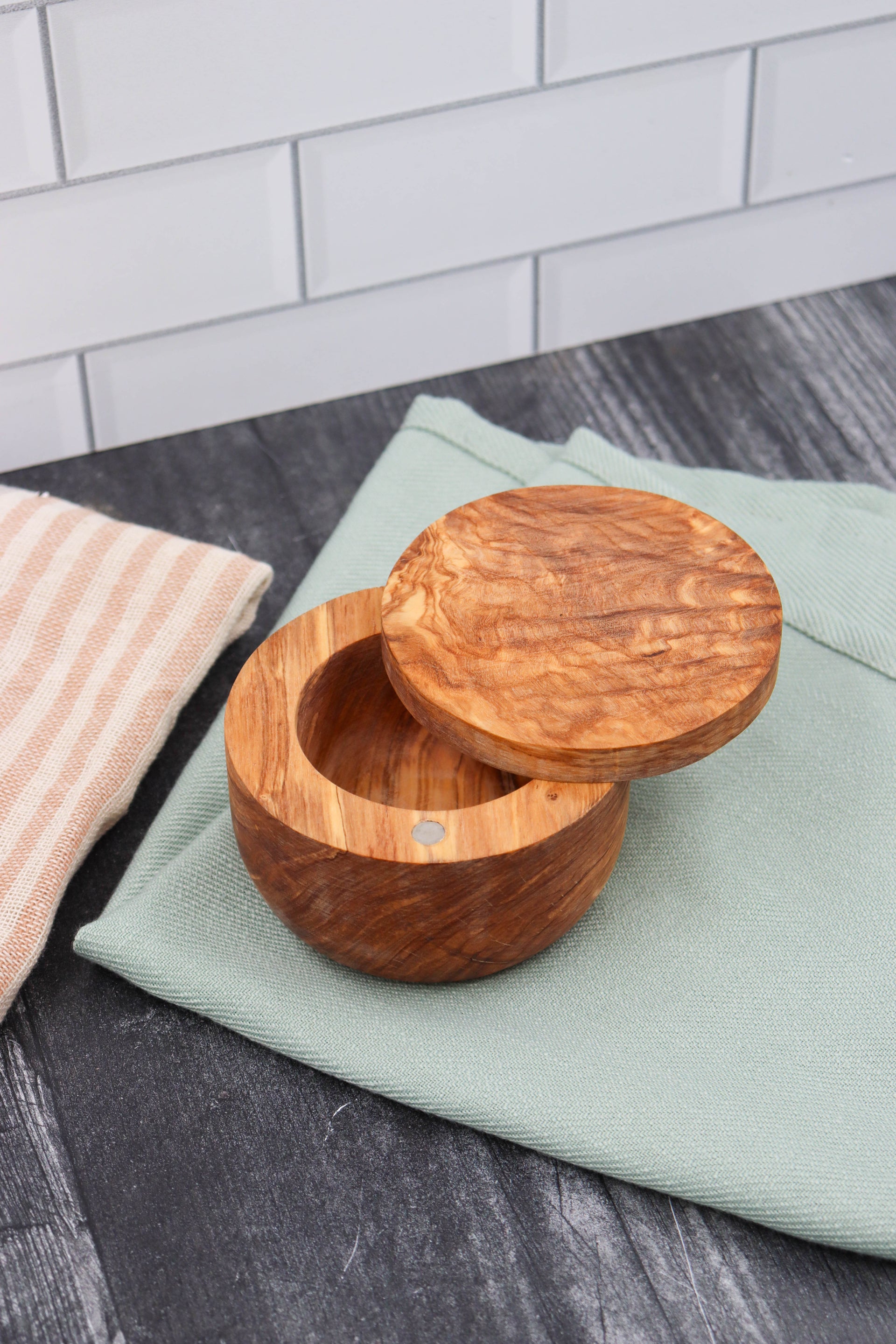 OLIVE WOOD SALT CELLAR