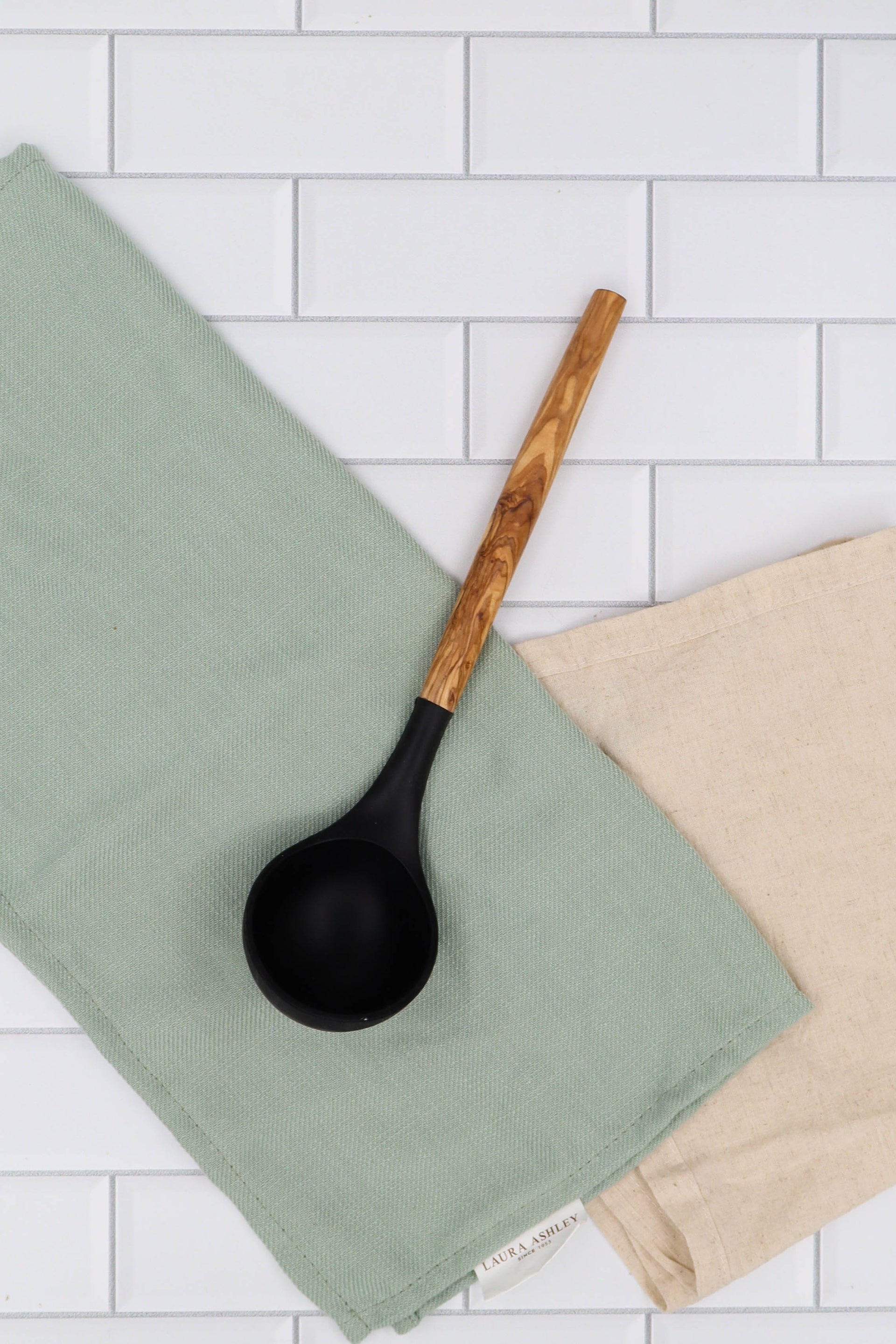 12" SILICONE LADLE WITH OLIVE WOOD HANDLE