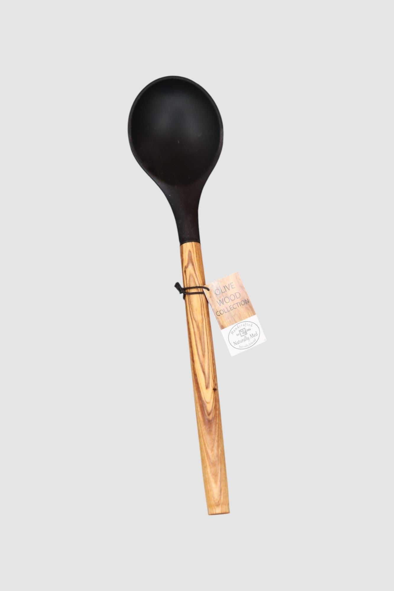 12" SILICONE ROUND SPOON WITH OLIVE WOOD HANDLE