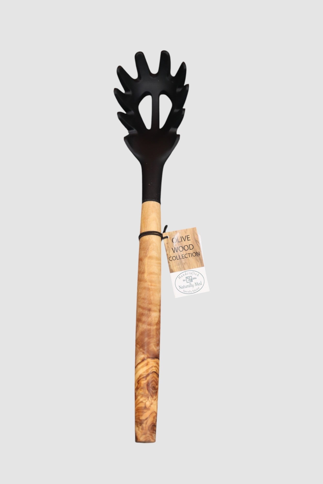 12" SILICONE SPAGHETTI SERVER WITH OLIVE WOOD HANDLE