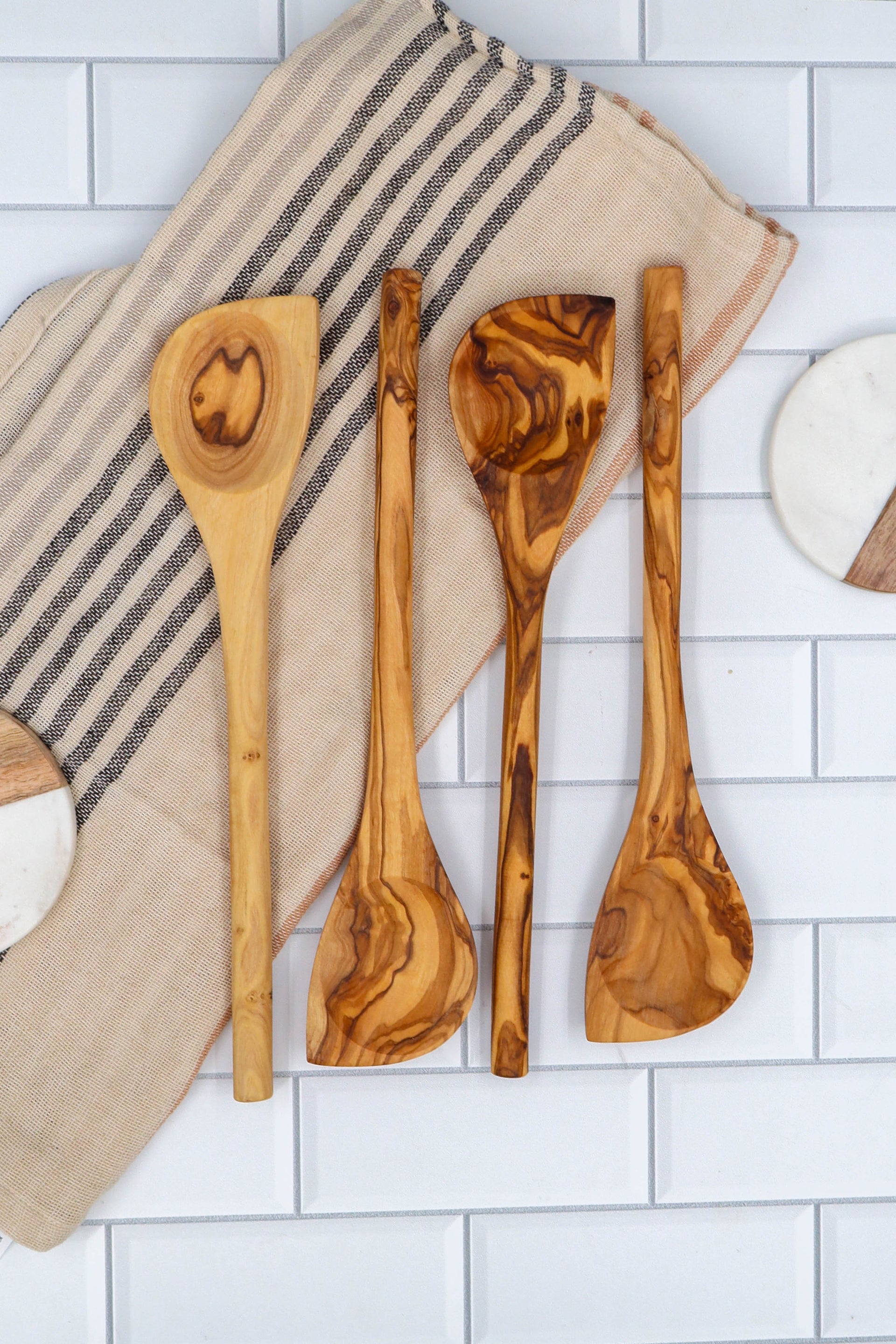 GIFT SET OF 4 OLIVE WOOD COOKING SPOONS