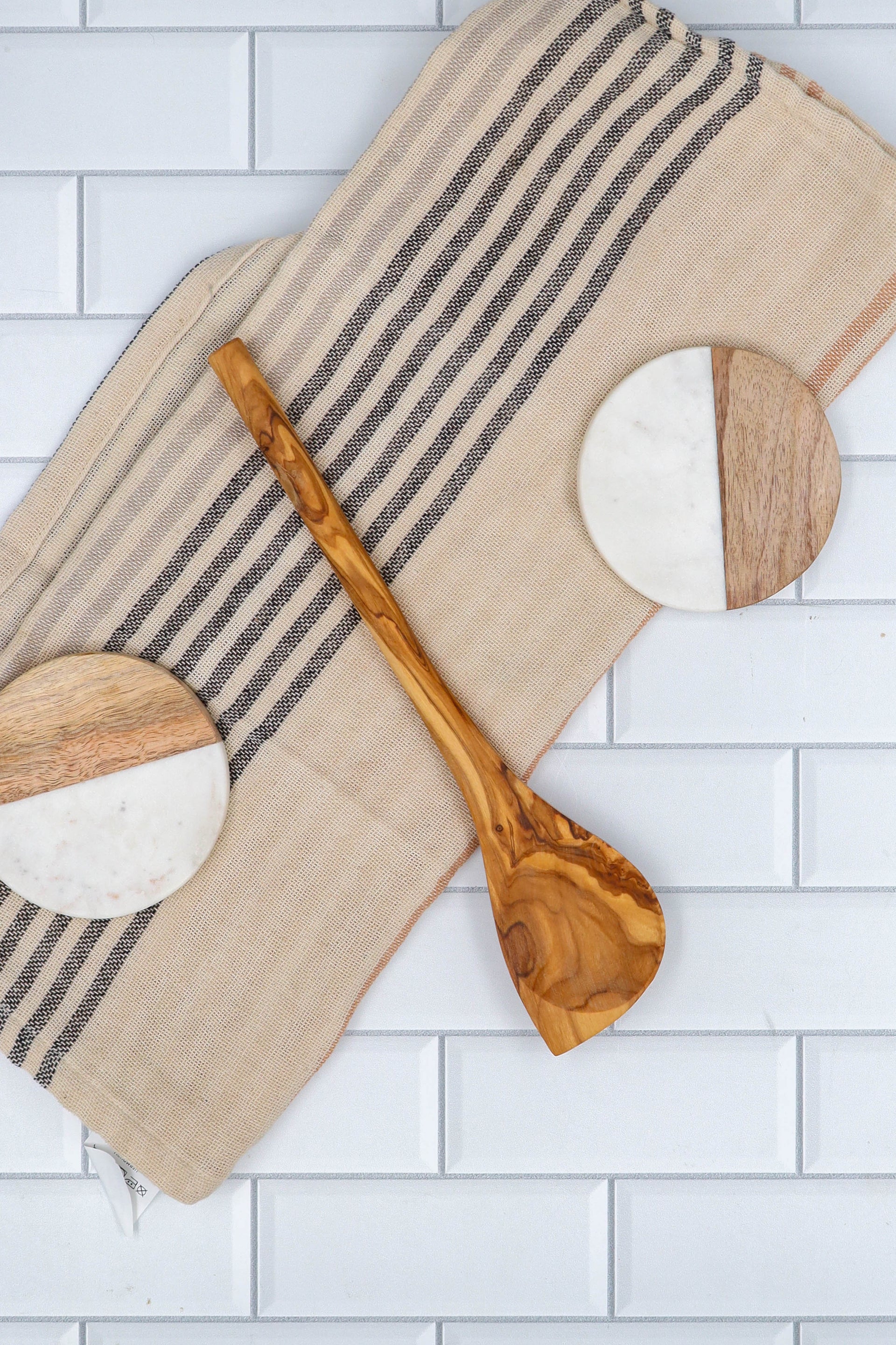 OLIVE WOOD CORNER SPOON/SPATULA