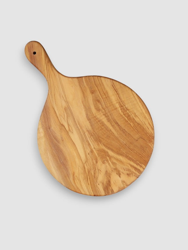 LARGE ROUND OLIVE WOOD CUTTING BOARD