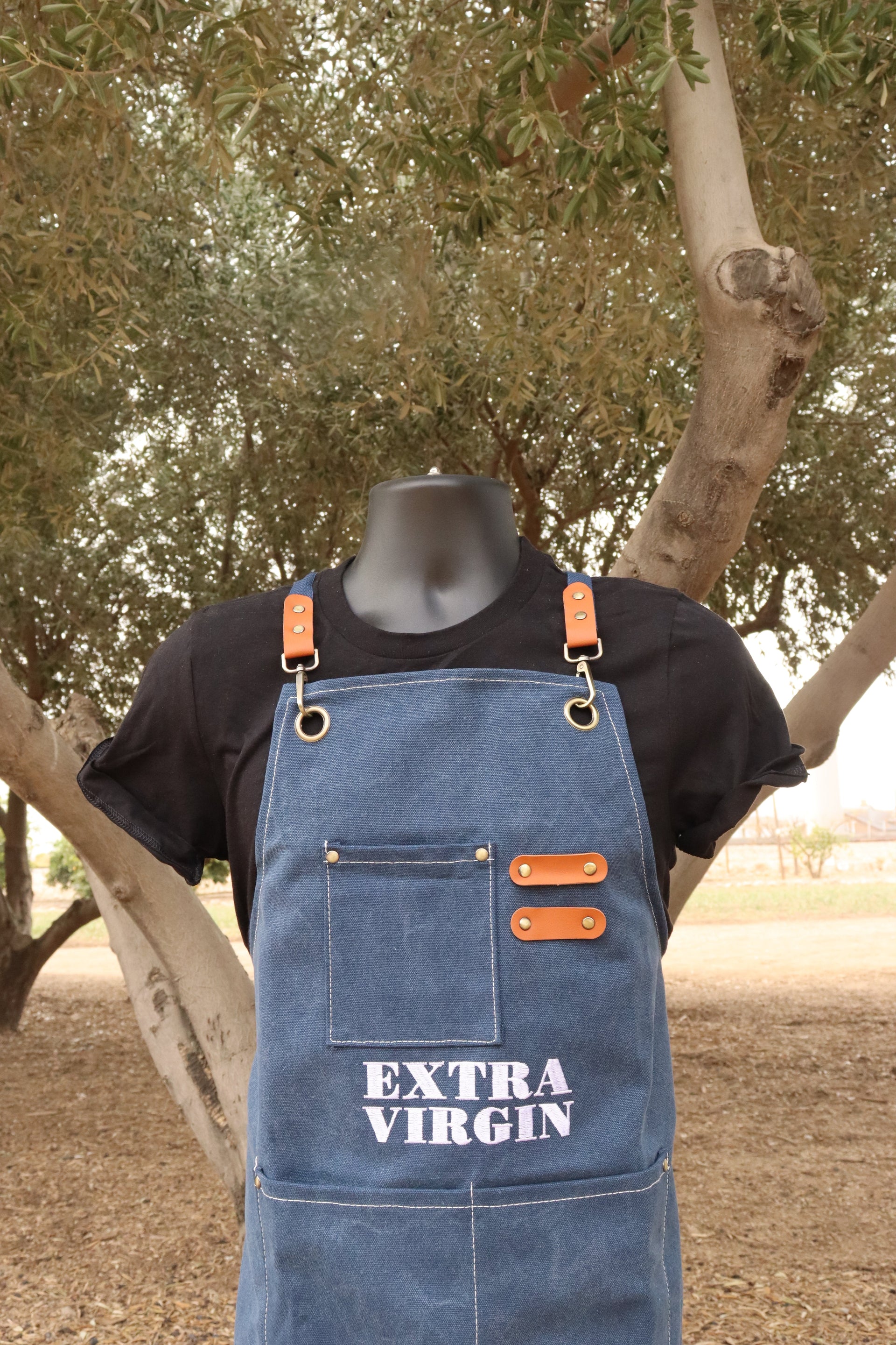 NAVY BLUE EXTRA VIRGIN EMBROIDERED APRON