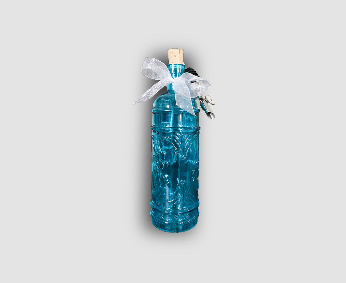 AQUA OLIVE LEAF GLASS BOTTLE