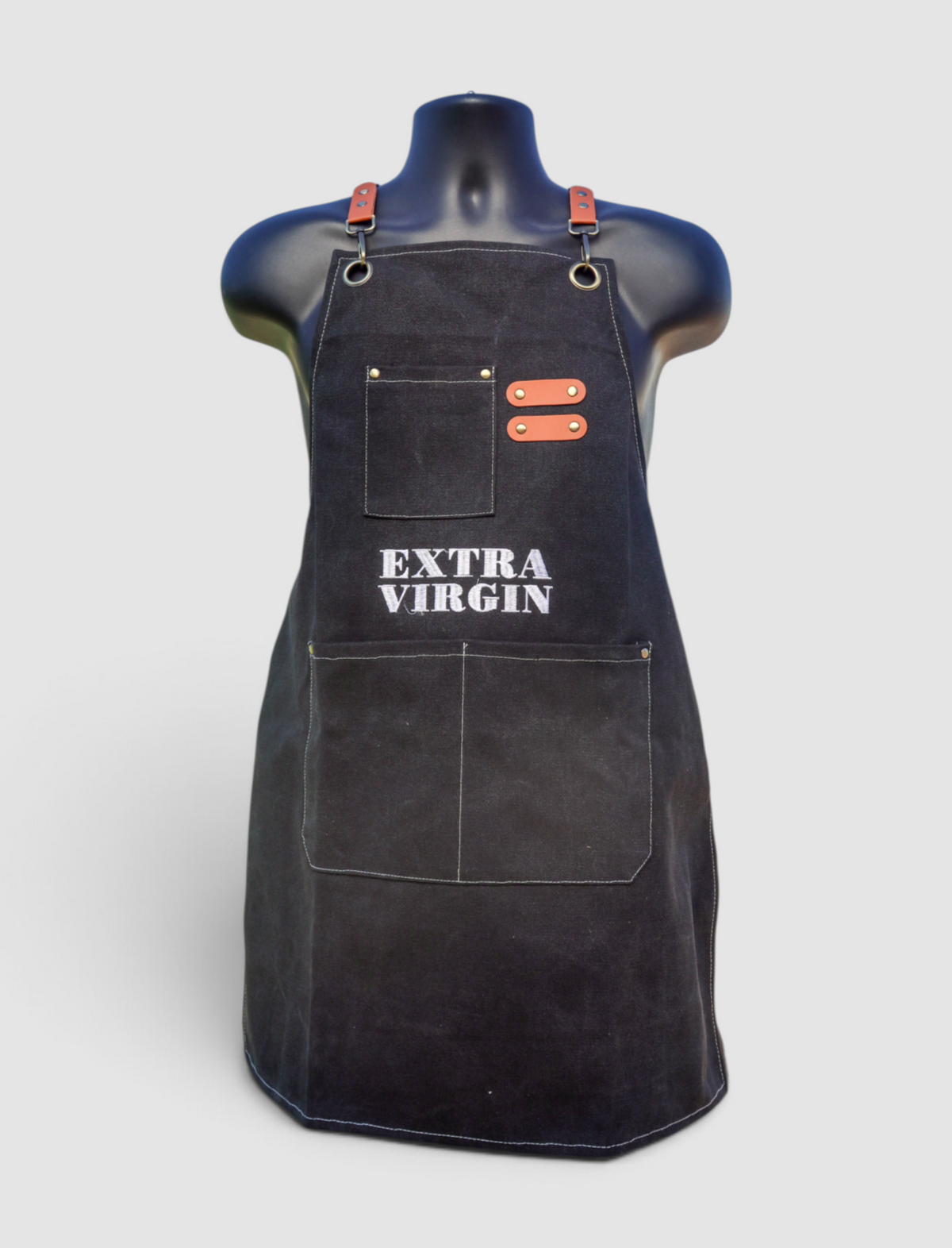 BLACK EXTRA VIRGIN EMBROIDERED APRON