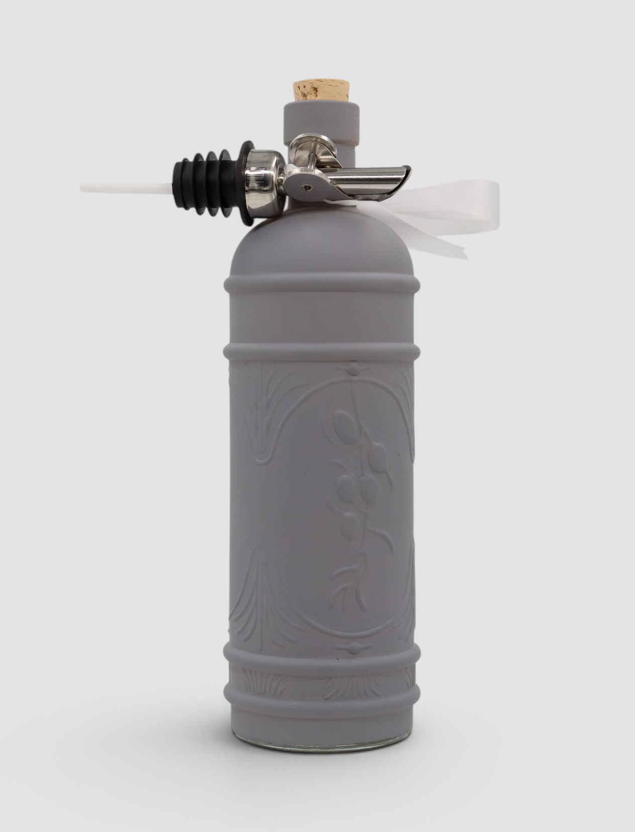 GRAY OLIVE LEAF GLASS BOTTLE