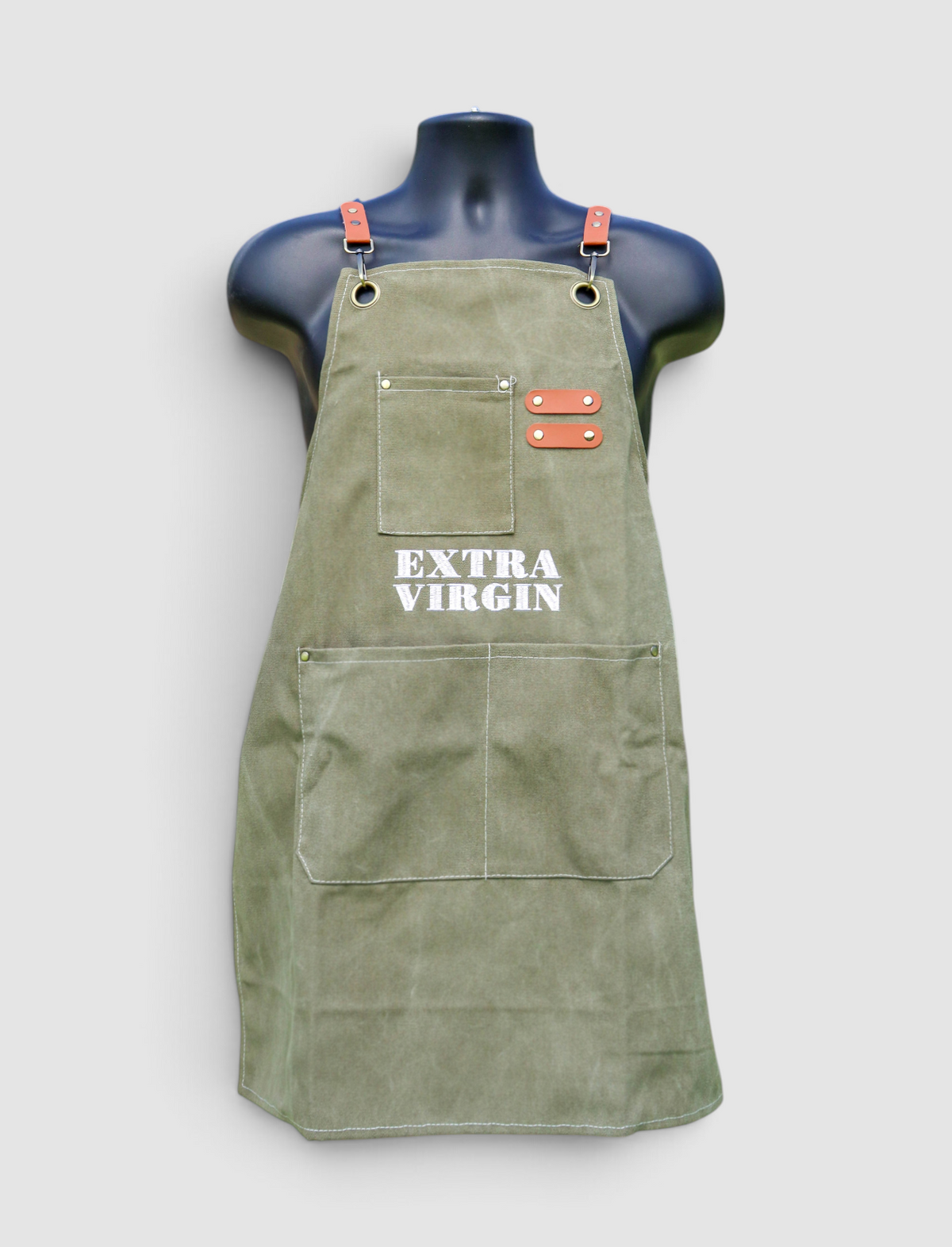 SAGE GREEN EXTRA VIRGIN EMBROIDERED APRON