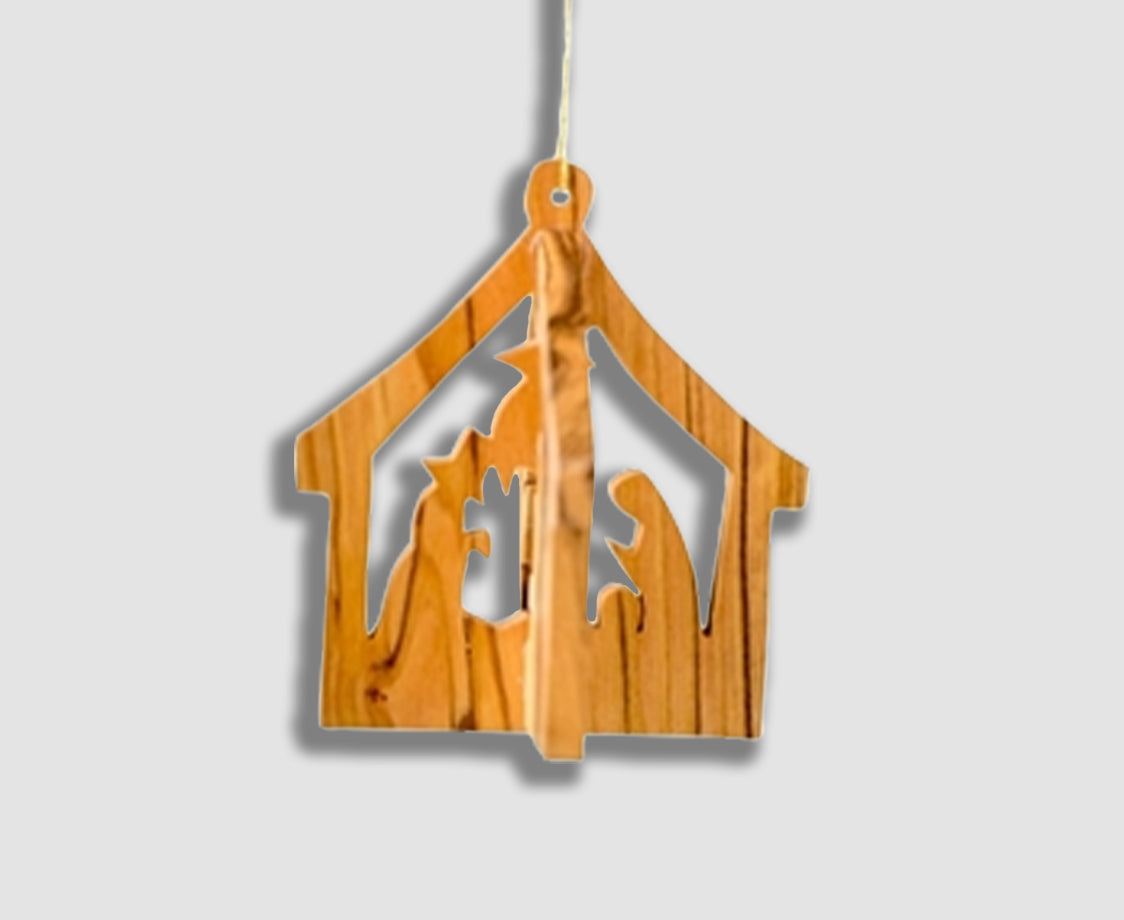 3D STABLE WITH NATIVITY ORNAMENT