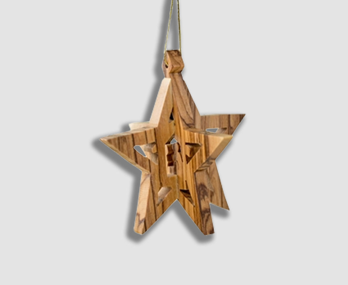 3D STAR WITH STABLE AND NATIVITY ORNAMENT