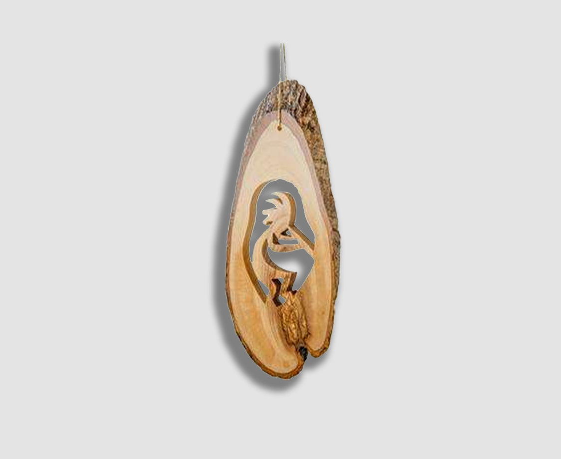 BARK SLICE WITH KOKOPELLI ORNAMENT