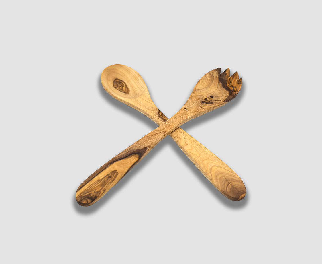 SMALL OLIVE WOOD SALAD SERVERS
