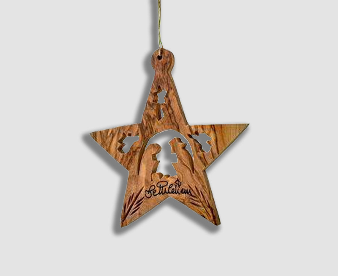 STAR WITH NATIVITY AND ANGEL ORNAMENT